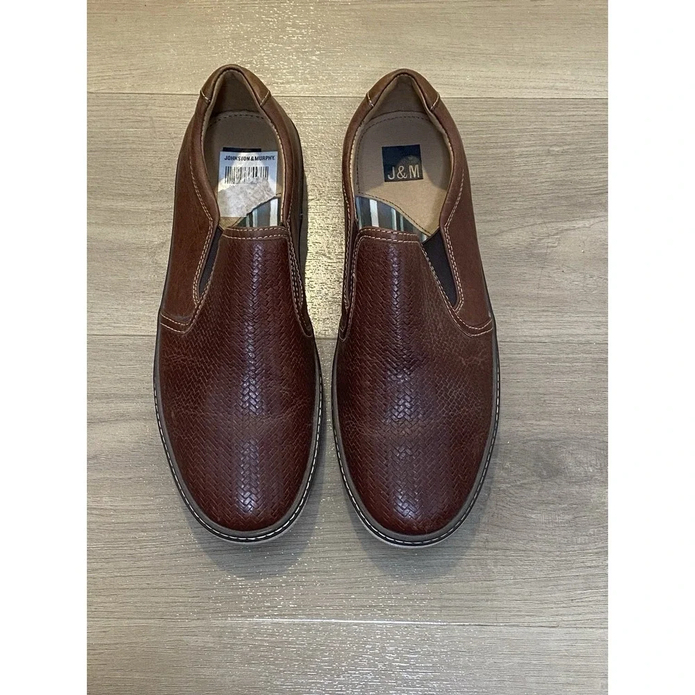 Johnston & Murphy Mcguffey Slip-On Loafer Brown Leather Shoes Men's 9.5